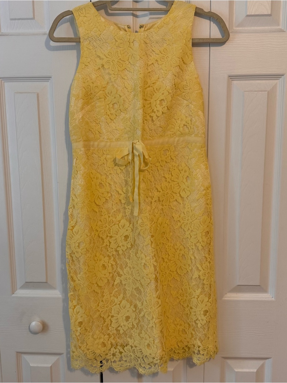 Banana Republic Yellow Lace Midi Dress with Waist Tie
